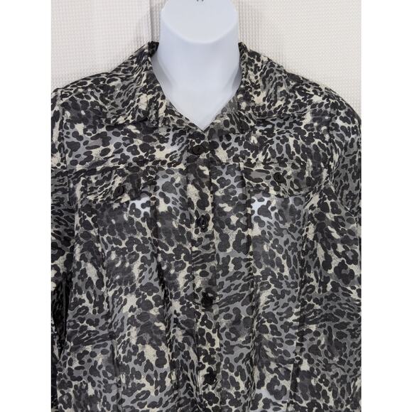 NWOT! NOTATIONS WOMAN! LINEN+! BLACK,TAN SHEER NET JEAN JACKET STYLE TOO! SZ 1X - Picture 4 of 10